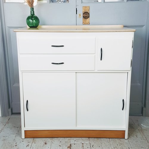 White painted 1950'S kitchen cabinet